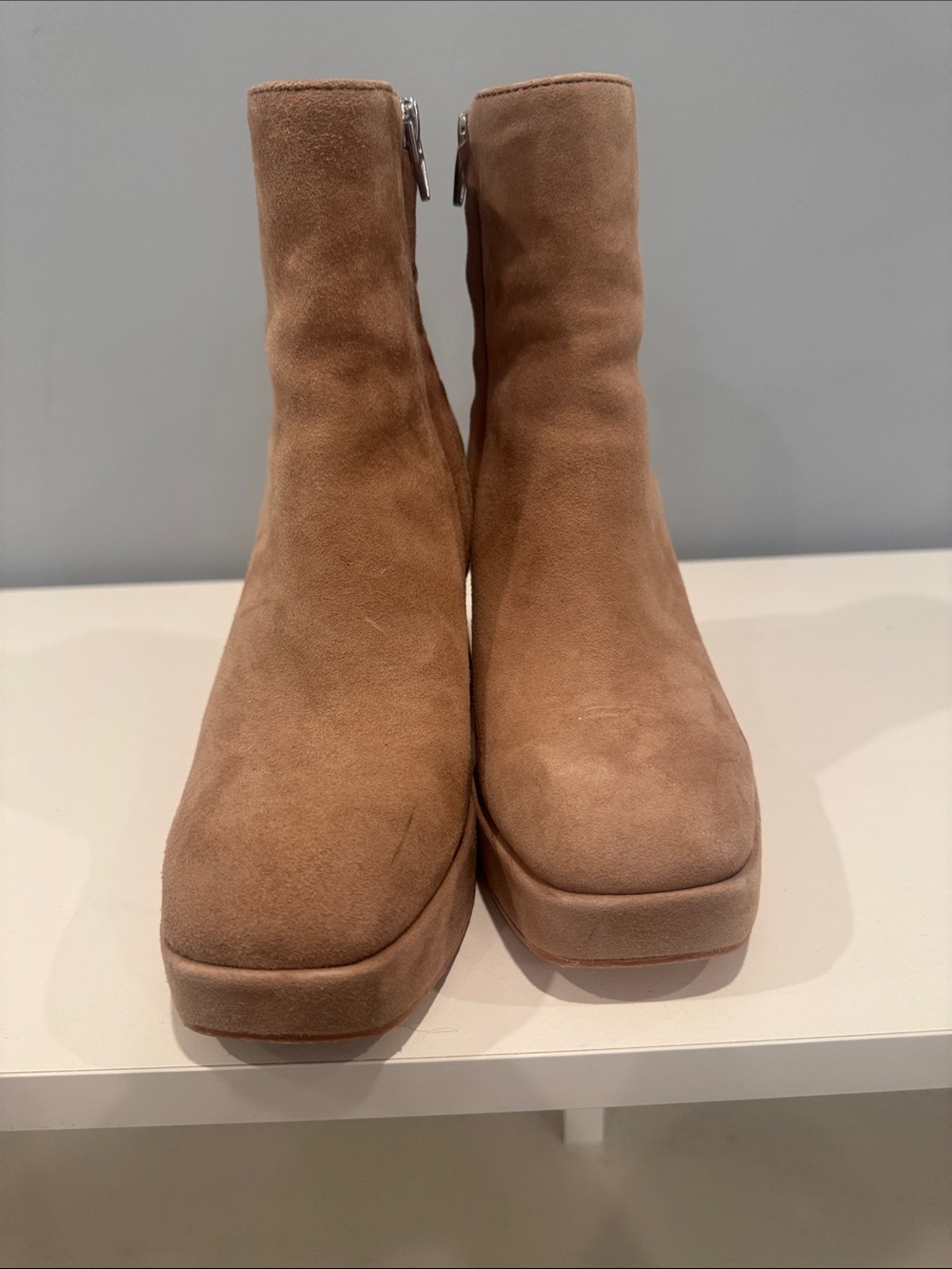 Dolce Vita Chestnut Suede Platform Ankle Boots